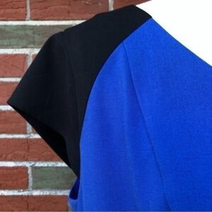🌷 NWT Marc New York Andrew Marc Short Sleeve Blue Black Color Block Dress